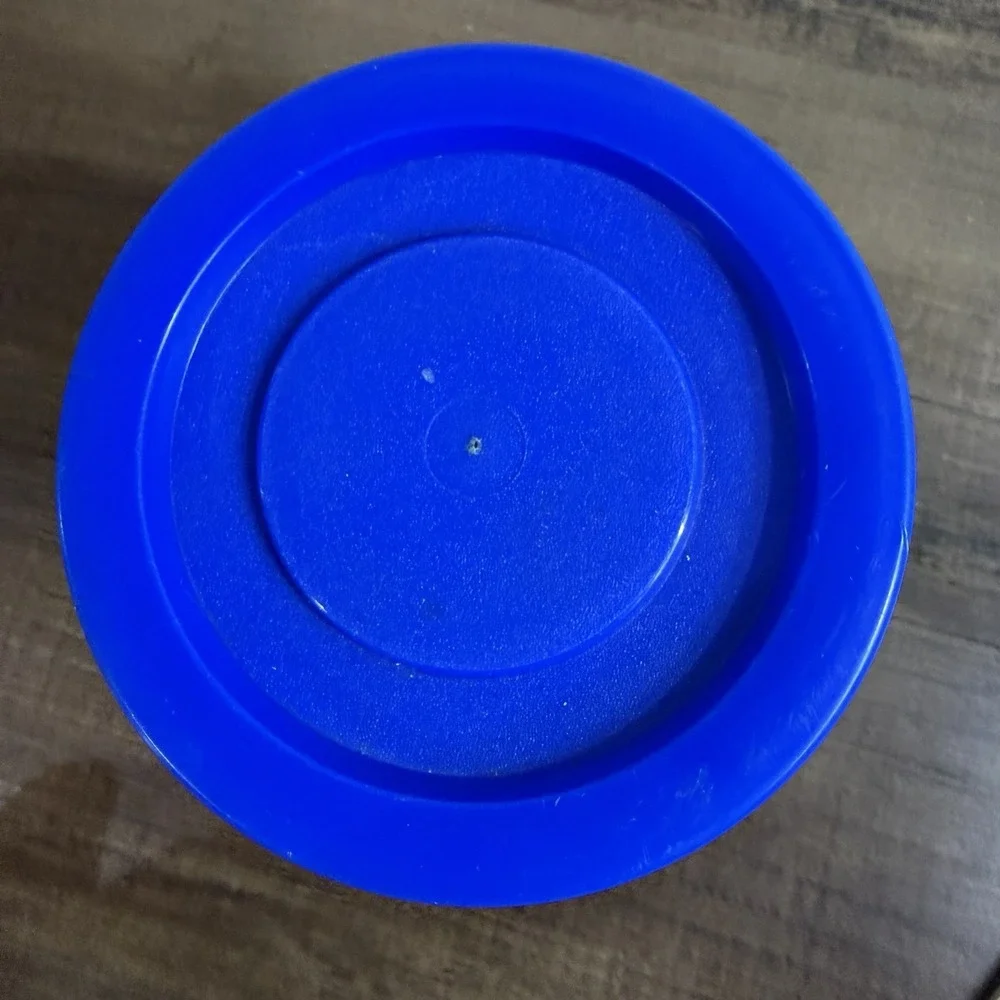 Vintage CARLTON GLASS USA 1 Liter Blue Checked Geese Ducks Canister 1982